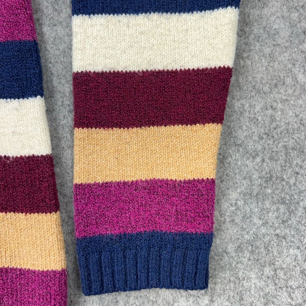 VTG St Johns Bay Sweater Womens Medium Multicolor Striped Turtleneck Side Button - Picture 5 of 10